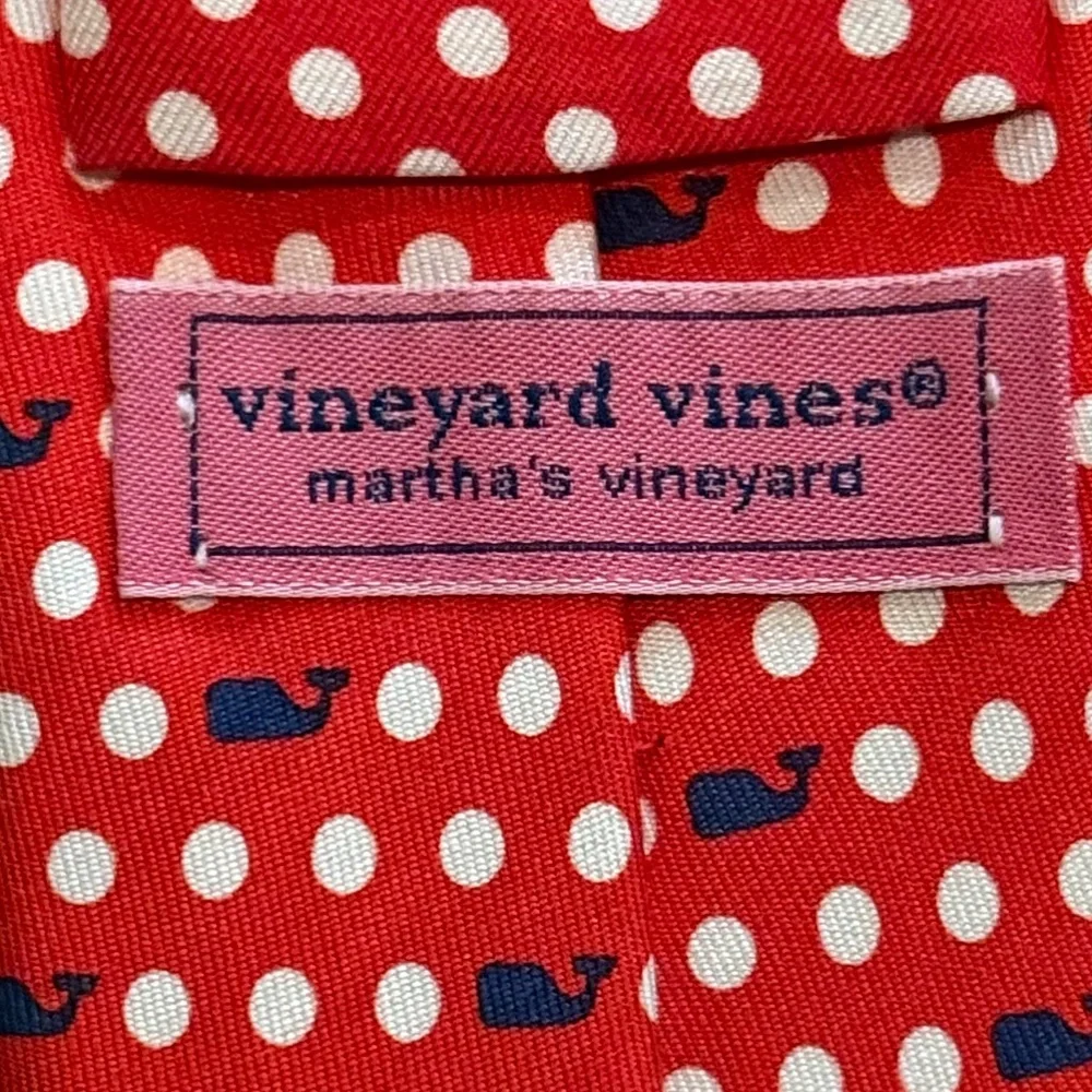 Boys Vineyard Vines Red/White/Blue Silk Polka Dot Whales Tie